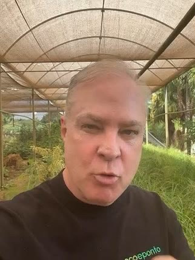 Pessoa com camiseta Ecoeponto em um viveiro