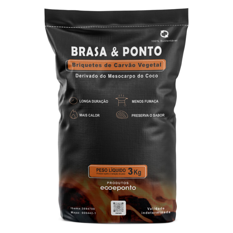 Briquete de Carvão de coco - 3Kg